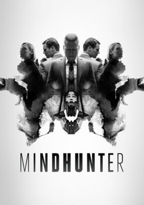 Mindhunter poster featuring characters in a black Rorschach inkblot.