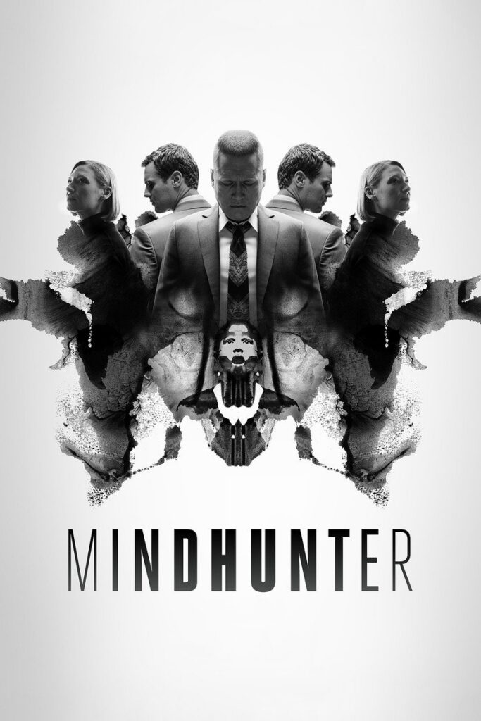 Mindhunter poster featuring characters in a black Rorschach inkblot.